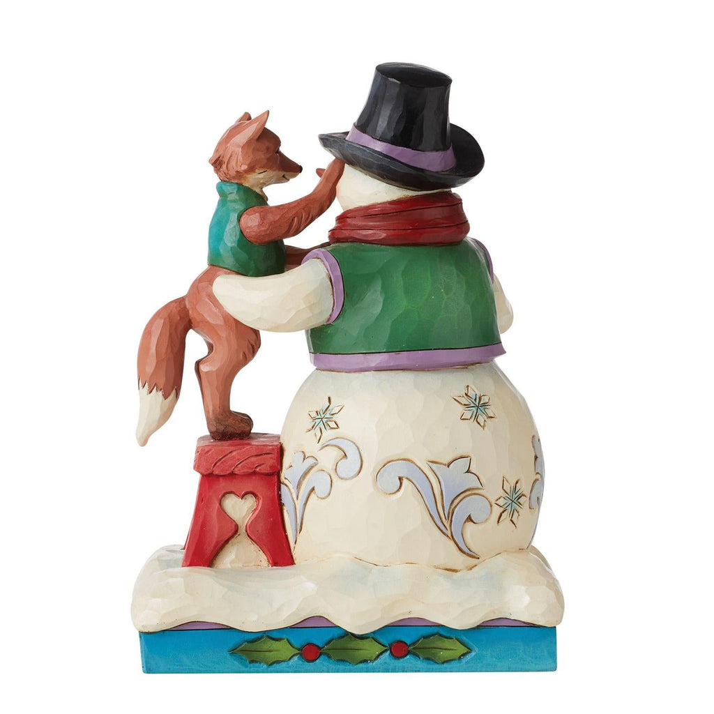 Snowman with Fox Figurine