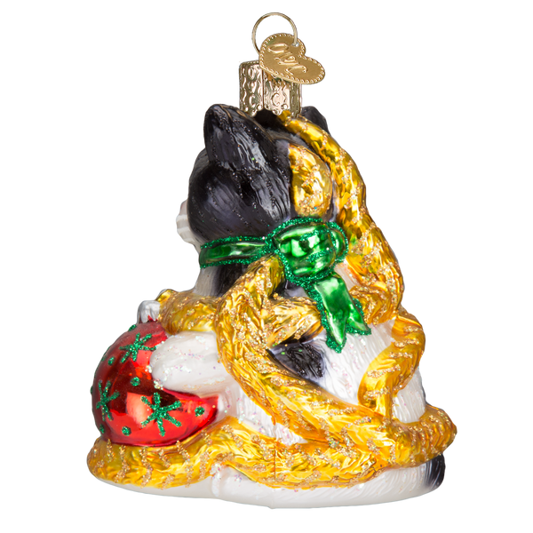 Holiday Kitten Glass Blown Ornament