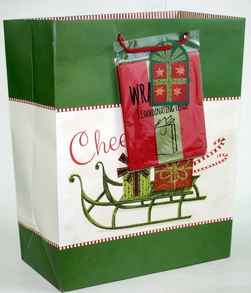 Traditional Gift Bag With Matching Tissue - Holiday Cheer Large