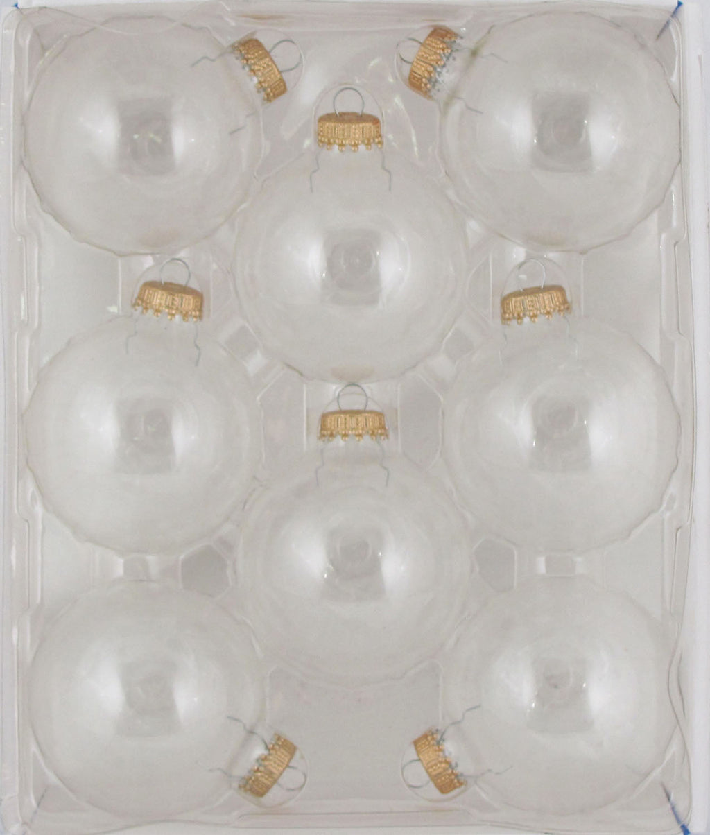 Christmas By Krebs 2 5/8 Glass Balls - Gold Caps - Clear 8 Pack