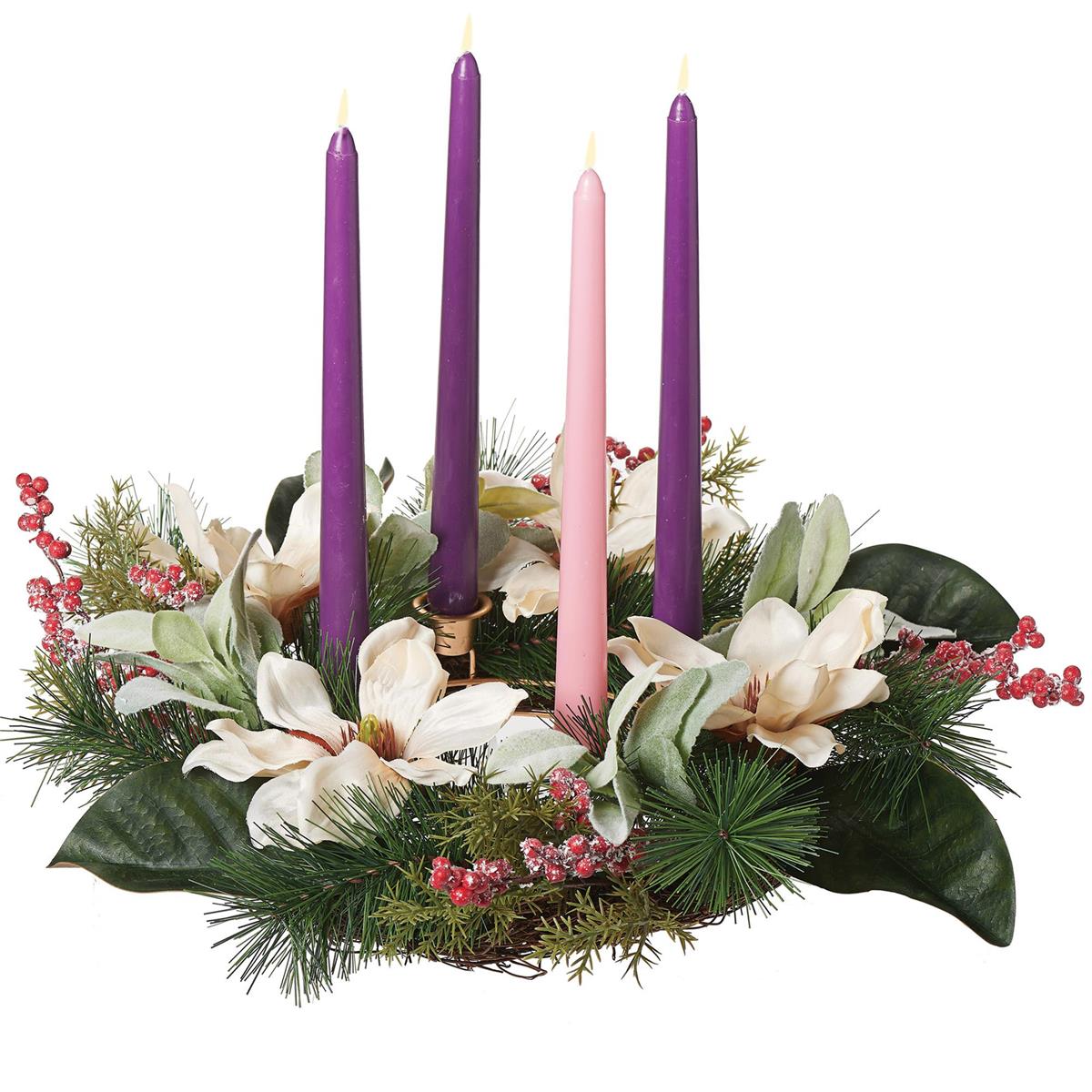 Magnolia Christmas Advent Wreath - 16 Inch