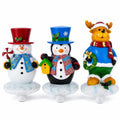 Set of 3 Christmas Stocking Holders - Snowman Penguin Reindeer Mantel Hooks