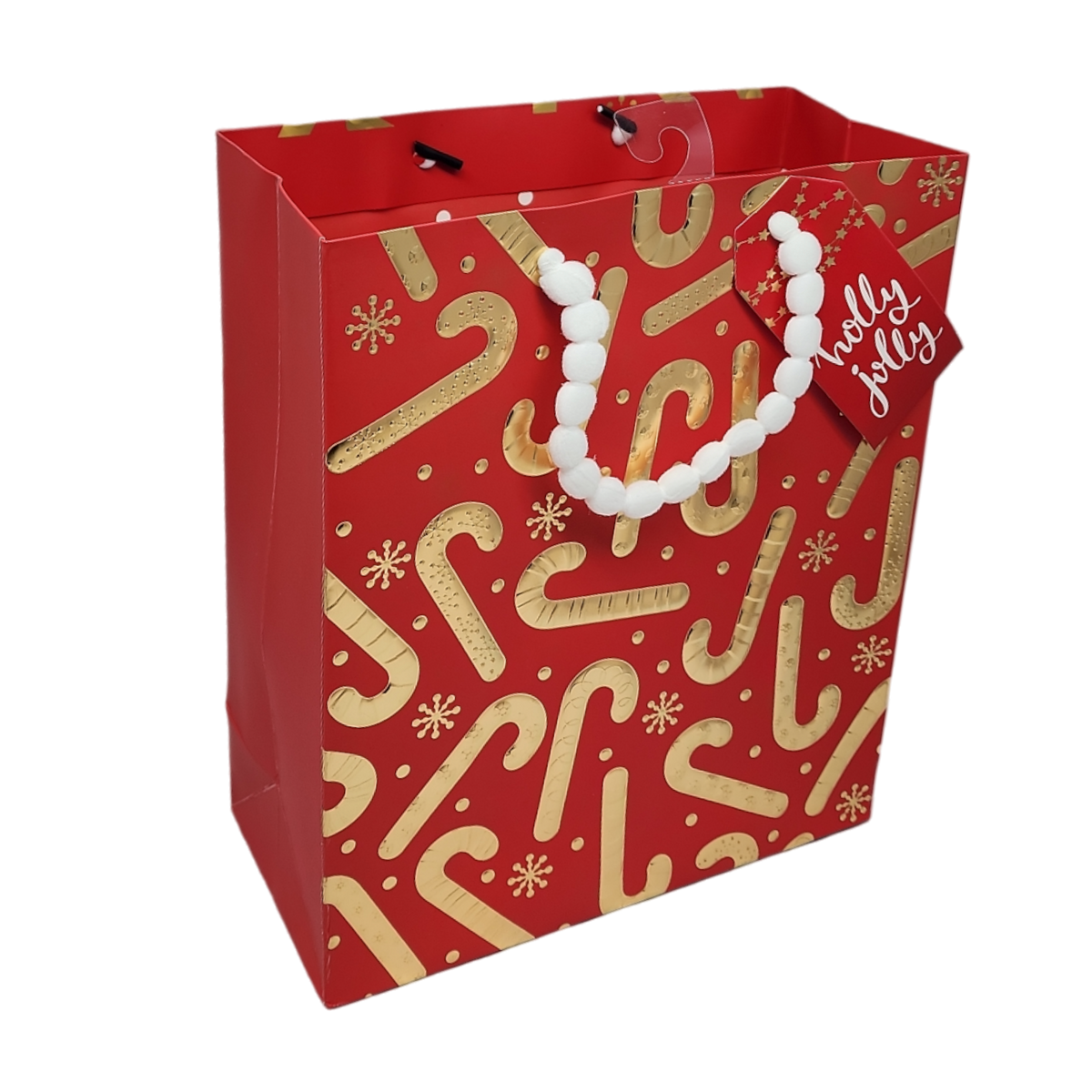 Candy Canes on Red Gift Bag