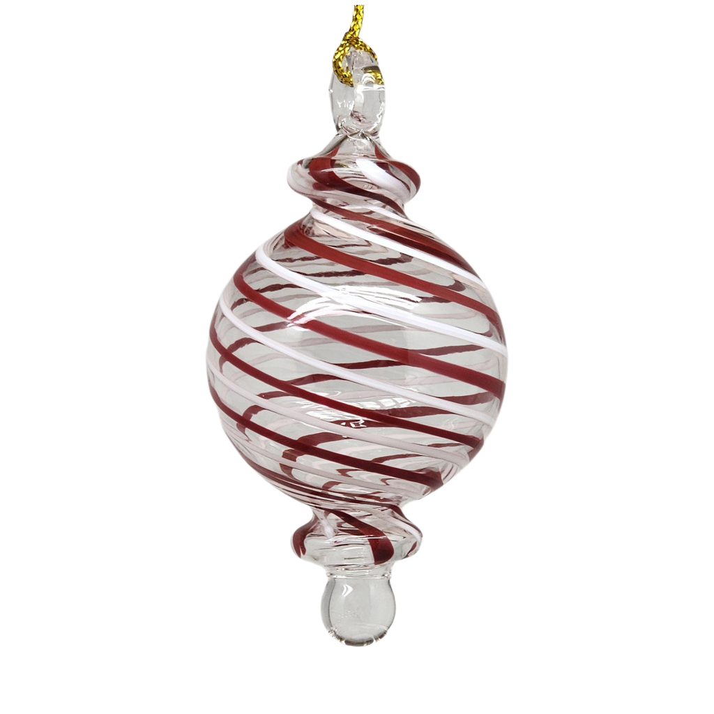 Candy Cane Stripe Blown Glass Ornament - Ball