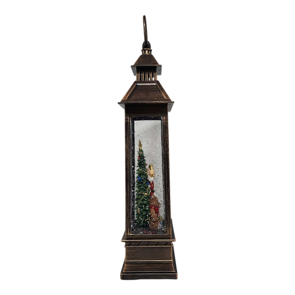 Lighted Spinning Waterglobe Lantern - Santa Delivering Gifts