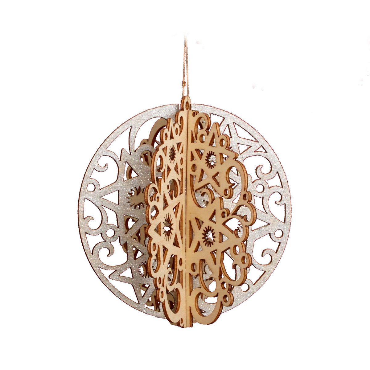 4" Wooden Star Snowflake Ornament