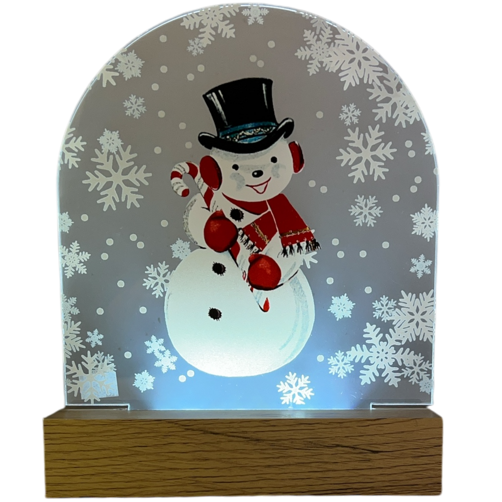 LED Snowman Acrylic Shelf Sitter