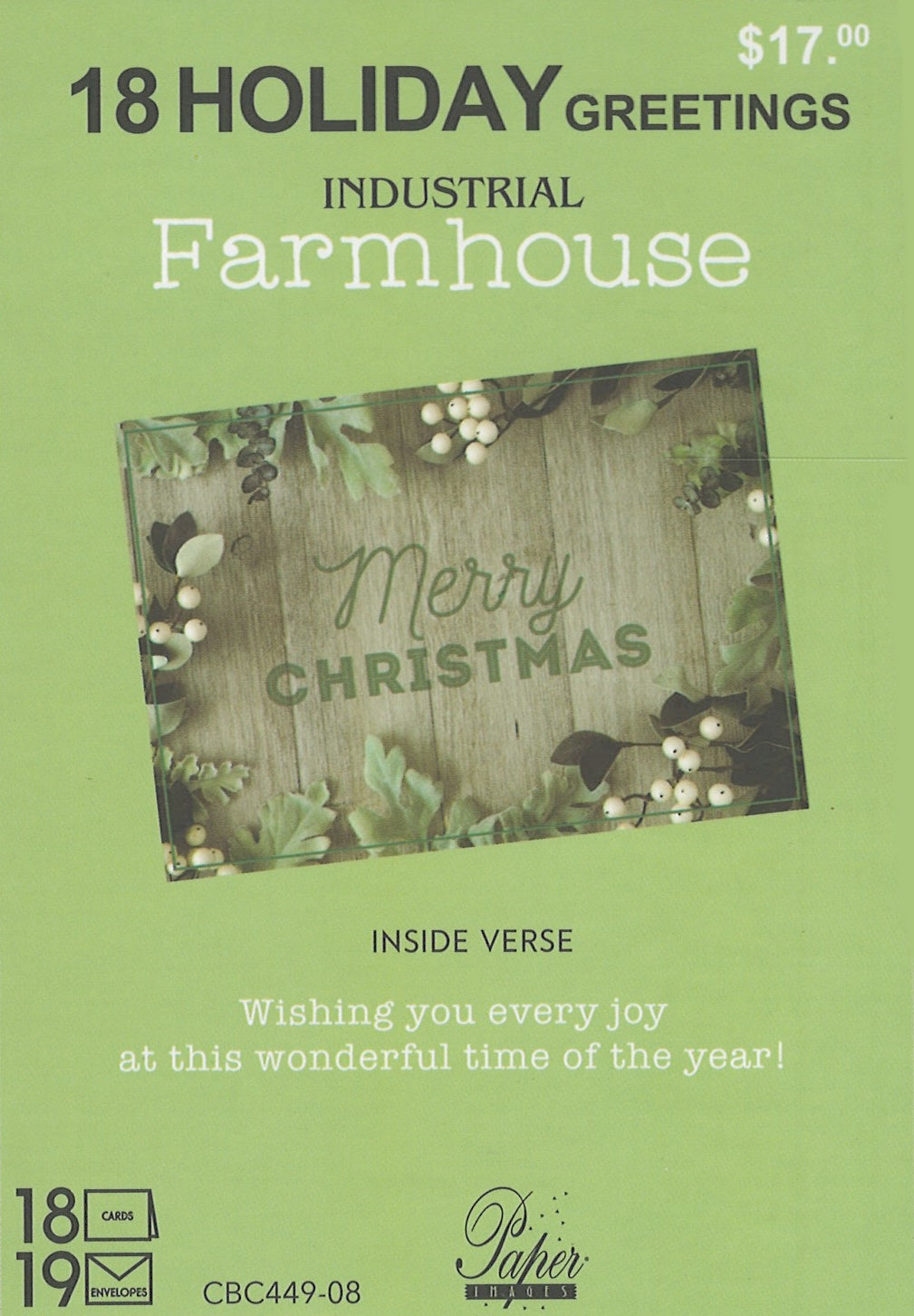 Farm House Boxed Cards – Merry Christmas Greenery