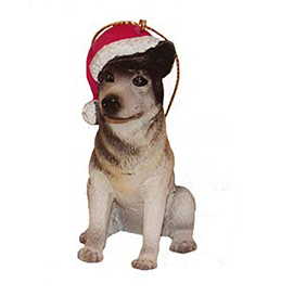 Dog in a Santa Hat Ornament - Husky