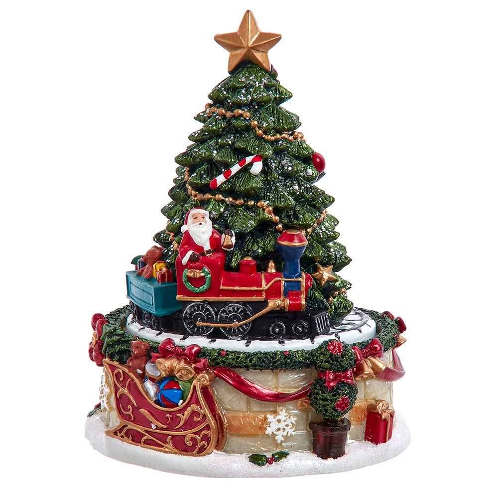 Wind-Up Revolving Christmas Tree Music Box - 6 Inch