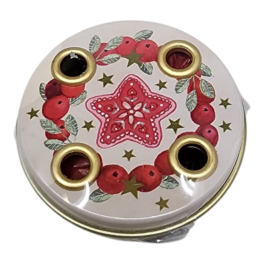 Mini Advent Tin with Candles - Red Berry Wreath