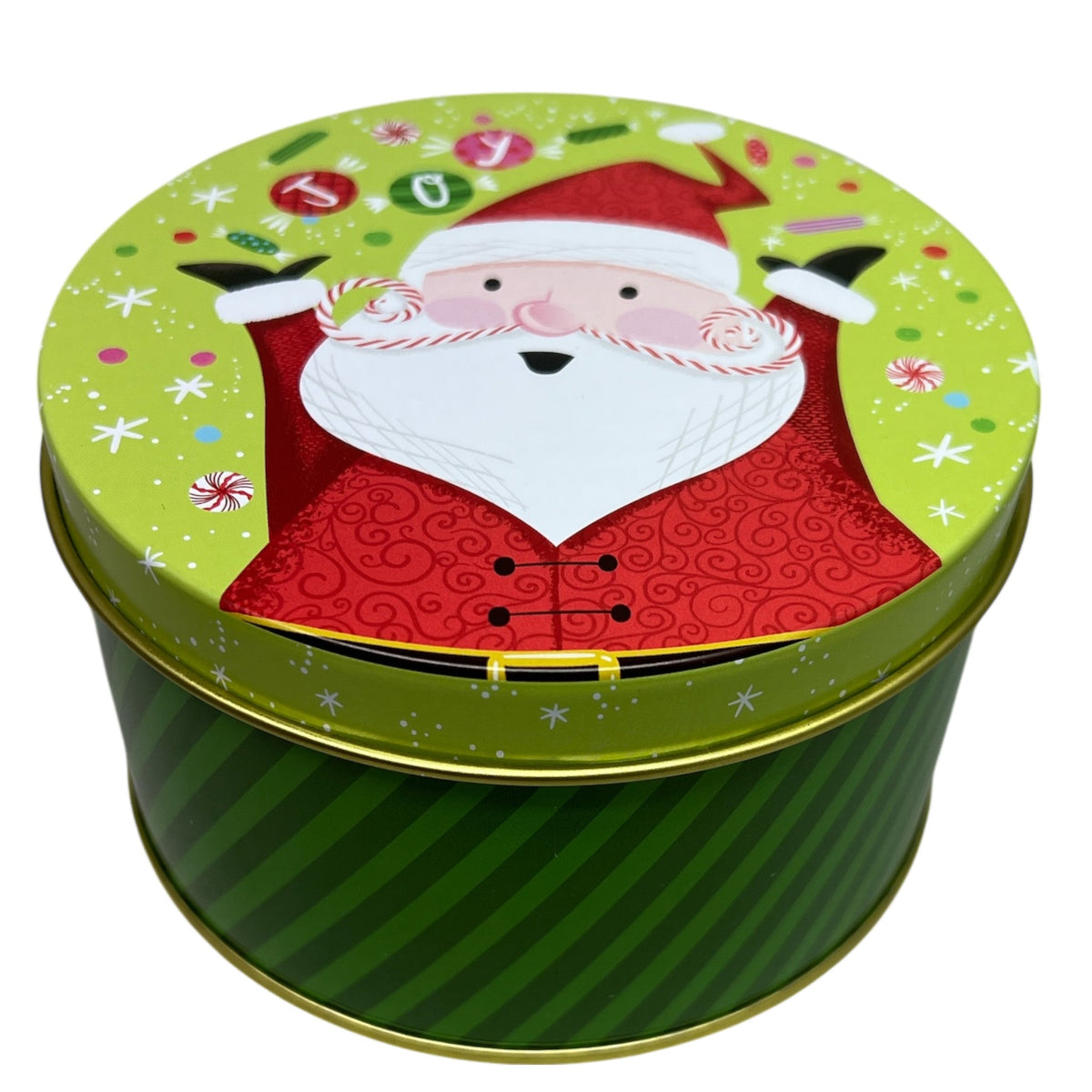 Joyful Santa Round Cookie Tin