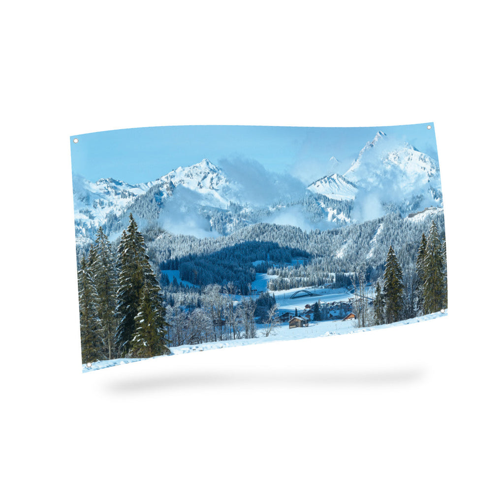 My Village Background Cloth - Mountain Landscape