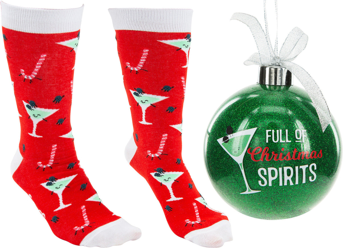 4" Ornament with Holiday Socks - Full of Christmas Spirits